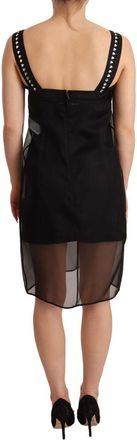 Dolce & Gabbana Womens Black Silk Stretch Crystal Sheath Mini Dress