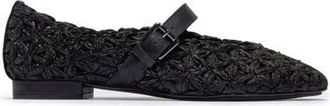 Bernardo Borden Raffia Mary Jane Flat in Black at Nordstrom, Size 7.5