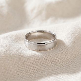 Pompeii3 Mens Satin White Gold Wedding Band 6mm Size Selectable