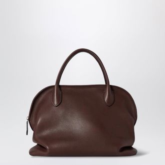 The Row Agnes soft glossy calfskin handbag in burgundy
