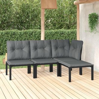vidaXL Set De Muebles De Jard&iacute;n 4 Piezas Rat&aacute;n Sint&eacute;tico Negro Y Gris Vidaxl