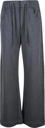 Brunello Cucinelli Tuta Broek - Dames - Wijde Broeken - Grijs - XS - Katoen - Broeken