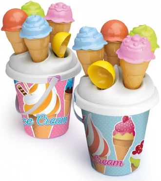 Trade Shop Trade Shop - Set 6 Pezzi Secchiello Con Paletta Stampi Per Coni Gelato Spiaggia 16 Cm 724007