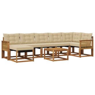 vidaXL Conjunto De Sof&aacute;s De Exterior Con Coj&iacute;n 8 Pcs Natural Y Beige Vidaxl