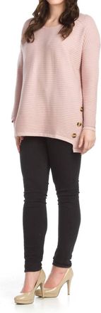 Papillon Soft Ribbed Sweater With Side Button Detail In Pink
