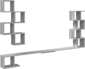 vidaXL Estante De Tv Montado En La Pared Sonoma Gris 160 X 15 X 94 Cm Vidaxl