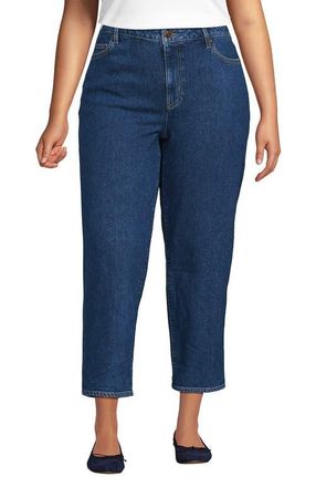 Lands End Plus Size Soft Denim Mid Rise Relaxed Straight Crop Jeans in Crawford Wash at Nordstrom, Size 22W