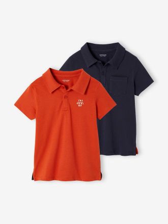 Vertbaudet 2er-Pack Jungen Poloshirts, Kurzarm orange