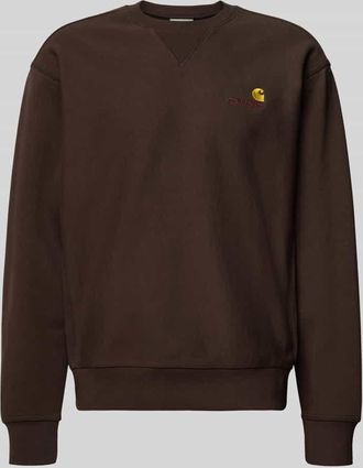 Carhartt Work in Progress Sweatshirt mit Label-Stitching in Dunkelrot, Größe XXL