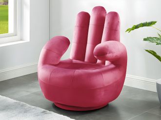 Vente-Unique Poltrona a forma di mano girevole in velluto Fucsia - CATCHY
