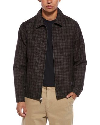 Vince Plaid Wool-Blend Zip Jacket