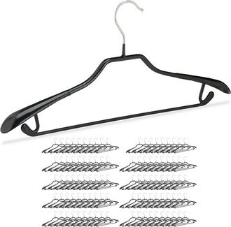 Relaxdays Pack De 100 Perchas Ropa Antideslizantes Para Trajes Con Barra, Metal Y Pvc, Negro, 45 Cm