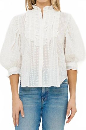 Oliphant Ruffle Front Blouse In Domino White