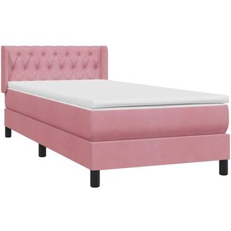 vidaXL Cama Box Spring Con Colch&oacute;n Terciopelo Rosa 90x220 Cm Vidaxl