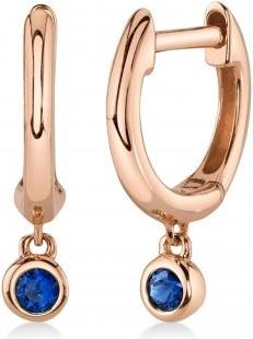Allurez Round Blue Sapphire Bezel Huggie Earrings 14K Rose Gold (0.08ct)
