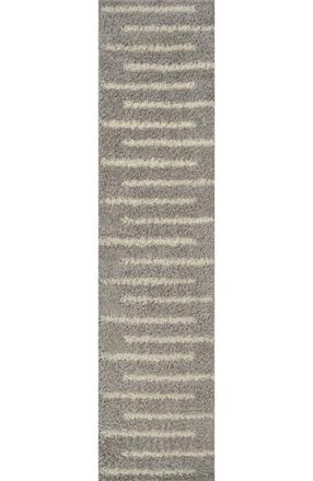 Jonathan Y Designs Alaro Berber Stripe Shag Area Rug in Gray/ivory at Nordstrom, Size 2Ft 0In X 8Ft 0In