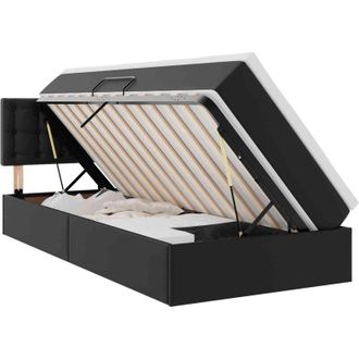 vidaXL Bed with Mattress with LED Black 90 x 200 cm Faux Leather vidaXL