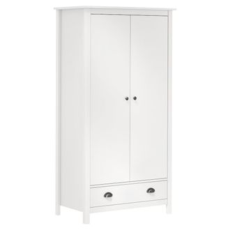 vidaXL Armario De 2 Puertas Hill Madera Maciza Pino Blanco 89x50x170cm Vidaxl