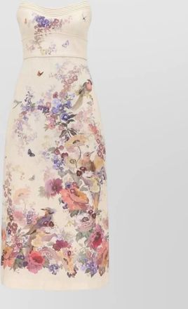 Zimmermann floral midi dress nylon silk pleated spaghetti straps