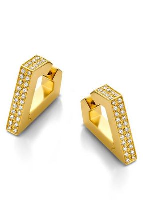 DRIES CRIEL Maxi Brute Diamond Huggie Hoop Earrings in Yellow Gold at Nordstrom