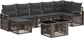 vidaXL Conjunto De Sof&aacute;s De Jard&iacute;n 8 Uds. Gris Y Gris Oscuro Vidaxl