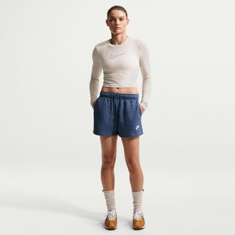 Nike Womens Nike Sportswear Club Fleece Mid-Rise Shorts in Blue | DQ5802-461