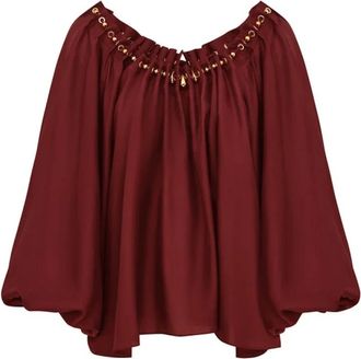 Zimmermann Aster Blouse met Parelmoer Details - Dames - Blouses - Rood - M - Overhemden