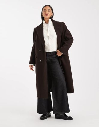 Asos Cappotto dad oversize color cioccolato-Marrone