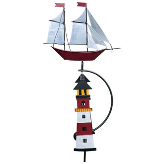 OEM Decoraci&oacute;n De Jard&iacute;n Con Barco Rojo Y Farol En La Cima