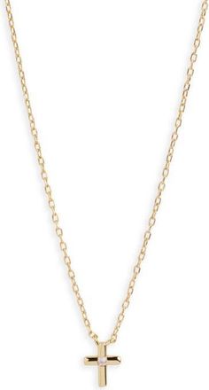 Argento Vivo Lab Grown Diamond Cross Pendant Necklace in Gold at Nordstrom