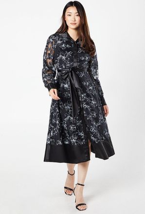 Coast Floral Jacquard Pleat Front Shirt Dress