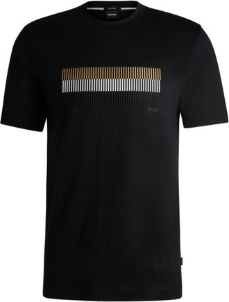 BOSS Mercerized-cotton T-shirt with brand artwork