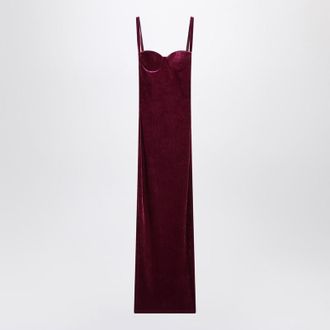 Balenciaga Long Plum-Colored Velvet Dress