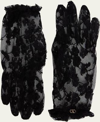 Valentino Garavani Floral Lace Cotton Blend Gloves