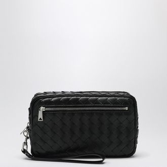Bottega Veneta Black Pouch in Intrecciato with Wrist Strap