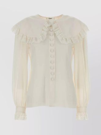Chlo&eacute; long sleeve shirt with ruffled collar and cuffs