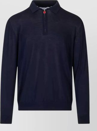 Kiton wool lightweight knit zip neck long sleeve polo shirt