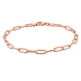 Amour 3.5mm Fancy Paper Clip Chain Bracelet In Rose Plated Sterling Silver, 7.5 In