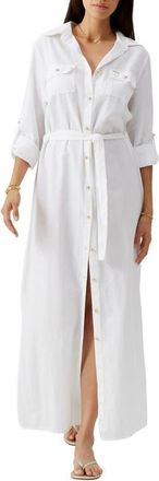 Melissa Odabash Darcy Button-Up Cover-Up Dress in White at Nordstrom, Size X-Small
