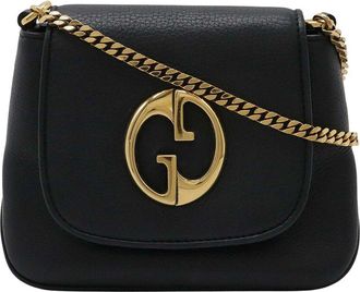 Gucci Black Calfskin Double G Logo Chain Shoulder Bag (Authentic Pre-Loved)