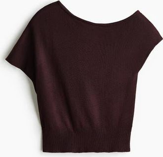 H&M Fine-knit One-shoulder Top in Dark Brown at Nordstrom, Size Xx-Small