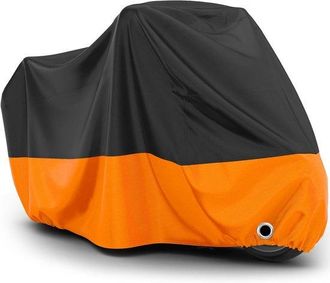 OEM Funda Impermeable Para Motocicleta, 265x105x125cm, Fundas Impermeables Para Motocicleta, Impermeable Para Motocicleta, Universal, Negro Y Naranja