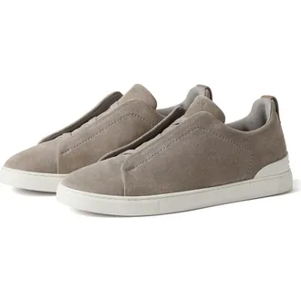 Ermenegildo Zegna Triple Stitch Suede Slip-On Sneaker in Grey at Nordstrom, Size 11Us