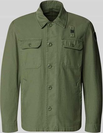 Blauer Regular Fit Hemdjacke mit Brusttaschen Modell Goodale in Oliv, Gr&ouml;&szlig;e XXXL