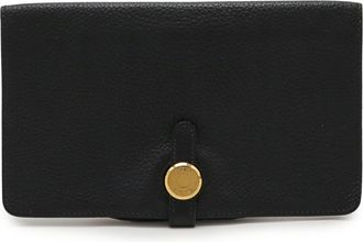 Herm&egrave;s Black Togo Leather Long Bill Wallet (Bi-Fold) (Pre-Owned)