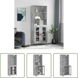 vidaXL Credenza grigio cemento - Credenza Grigio Cemento 69,5x34x180 cm in Legno Multistrato