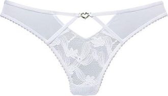 Lascana Womens Rhinestone Lace Thong in White at Nordstrom, Size 12