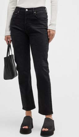 A Gold E Riley Long High-Rise Slim Straight Jeans