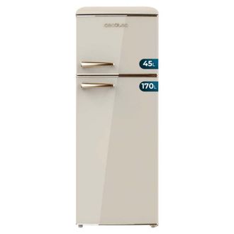 Cecotec Cecotec Frigor&iacute;fico 2 Puertas Retro De 215 L Bolero Coolmarket 2d Origin 215 Beige E. Altura 148,2 Cm Y 55,2 Cm De Ancho, Luz, Tirador Gold, Bandejas 