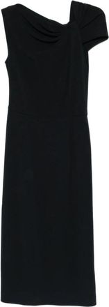 Givenchy Zwarte Gedrapeerde Midi Jurk - Dames - Casual kleedjes - Zwart - S - Kleedjes